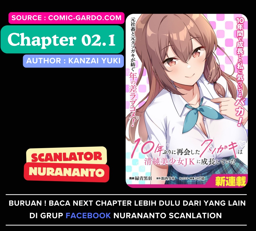 10-Nen Buri ni Saikai shita Kusogaki wa Seijun Bishoujo JK ni Seichou shiteita Chapter 02.1 Gambar 1