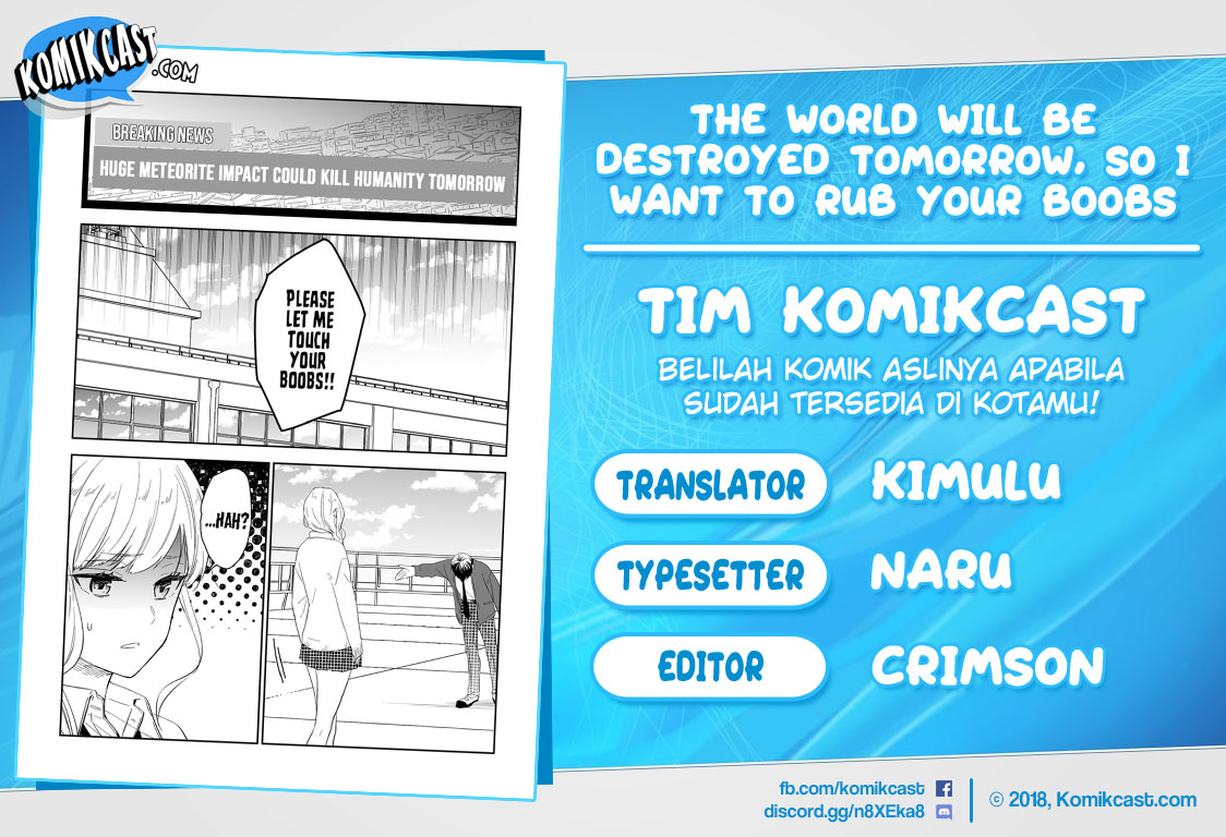 The World Will Be Destroyed Tomorrow, so I Want to Rub Your Boobs Chapter 01 Gambar 1