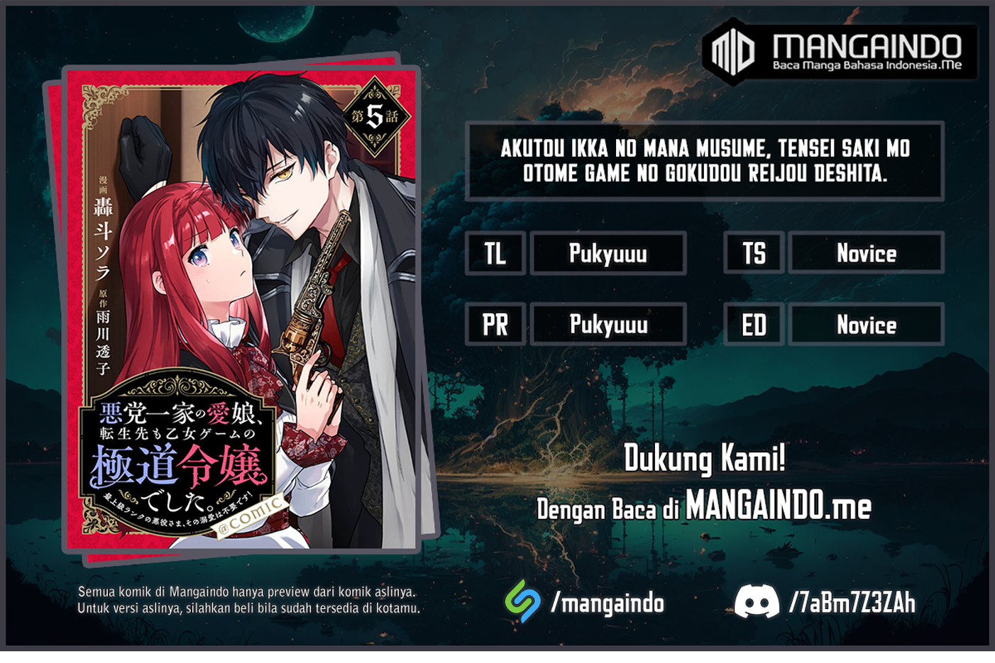 Akutou Ikka no Mana Musume, Tensei Saki mo Otome Game no Gokudou Reijou deshita Chapter 06 Gambar 1
