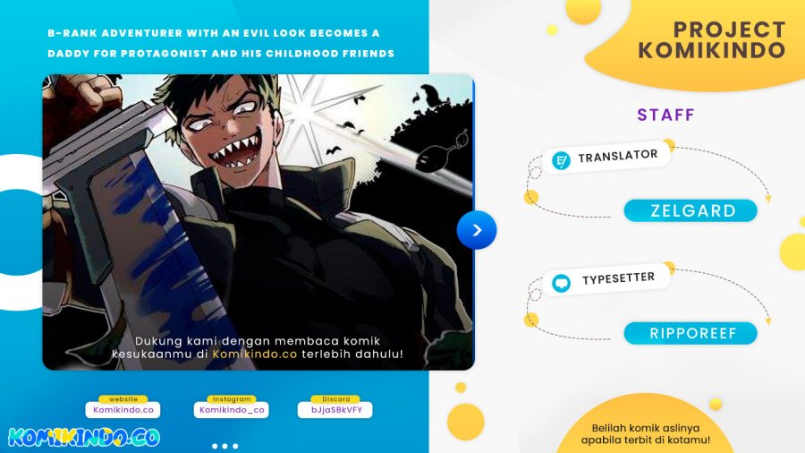 B-Rank Adventurer With an Evil Look Becomes a Daddy to the Protagonist and His Childhood Friends (Akuninzura shita B-kyuu Boukensha) Chapter 01 Gambar 1