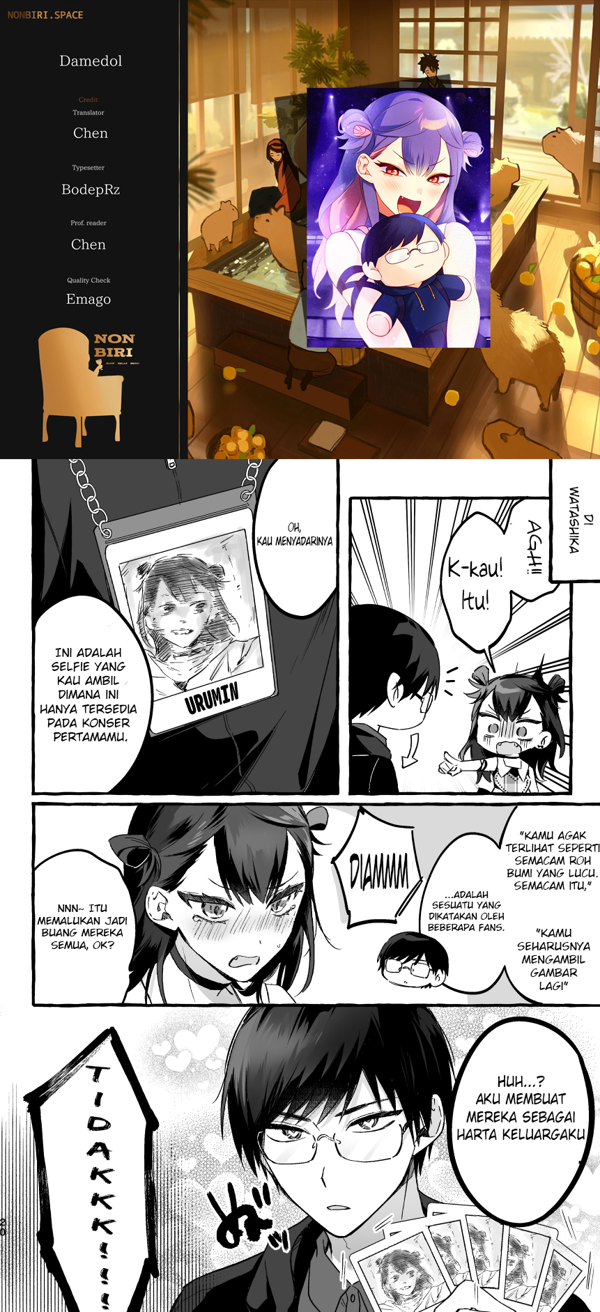 Damedol to Sekai ni Hitori Dake no Fan Chapter 01.5 Gambar 1