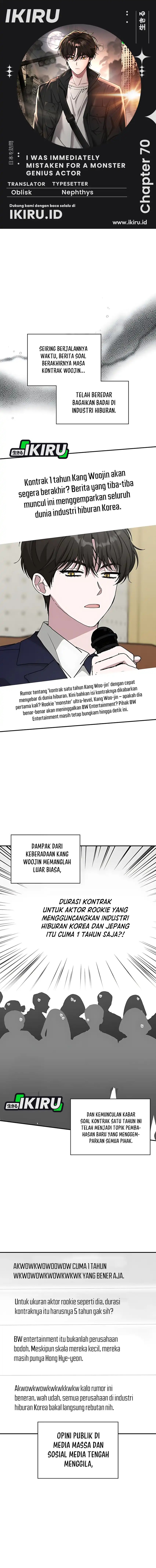 I Was Immediately Mistaken for a Monster Genius Actor Chapter 70 Gambar 1