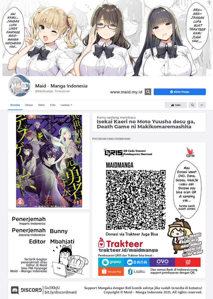 Isekai Kaeri no Moto Yuusha desu ga, Death Game ni Makikomaremashita Chapter 01.2 Gambar 2