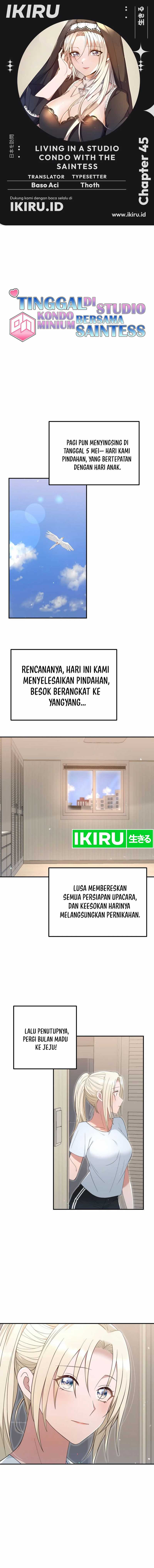 Living in a Studio Condo With the Saintess Chapter 45 Gambar 1
