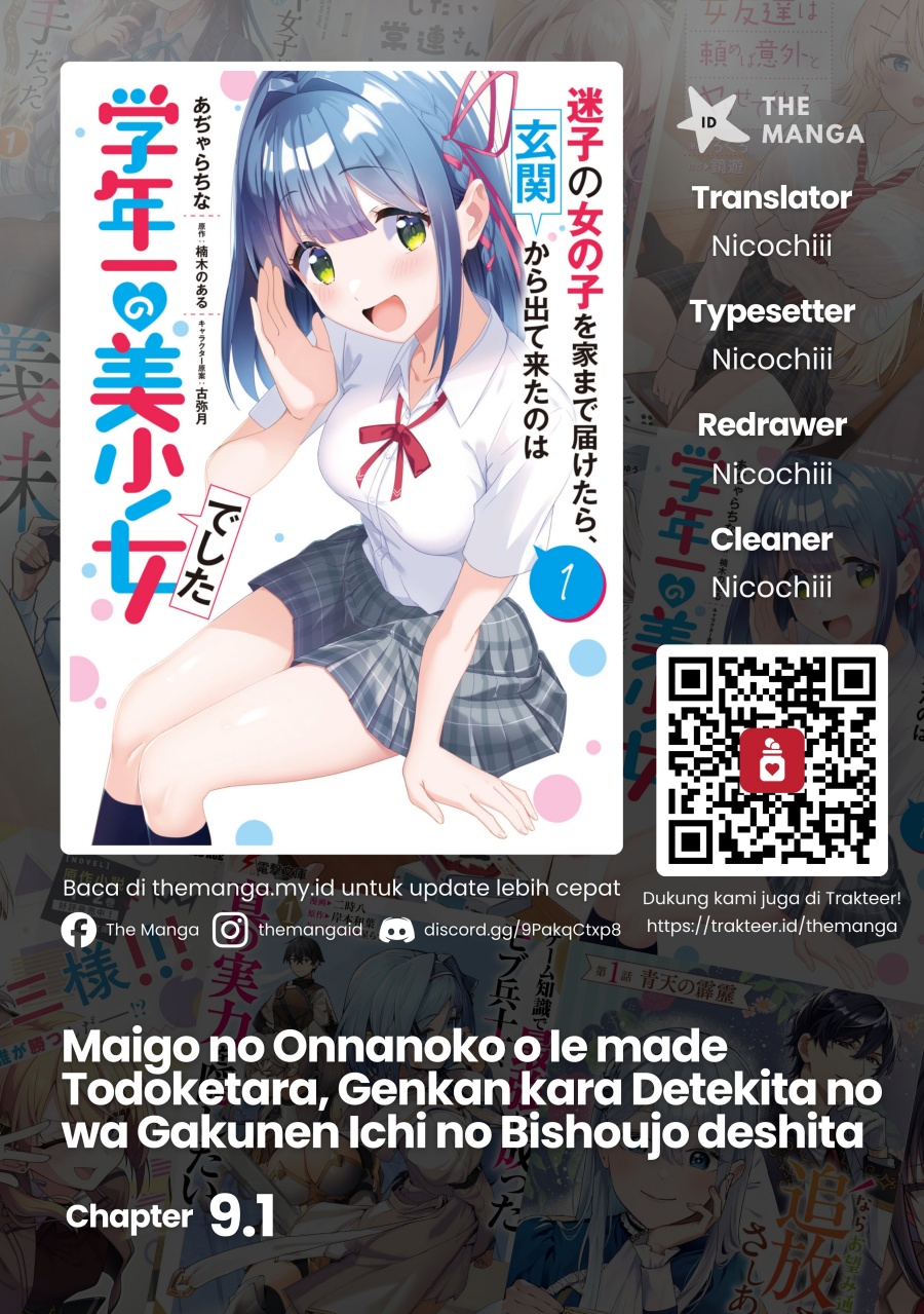 Maigo no Onnanoko o Ie Made Todoketara, Genkan kara Detekita no wa Gakunen Ichi no Bishoujo deshita Chapter 09.1 Gambar 1