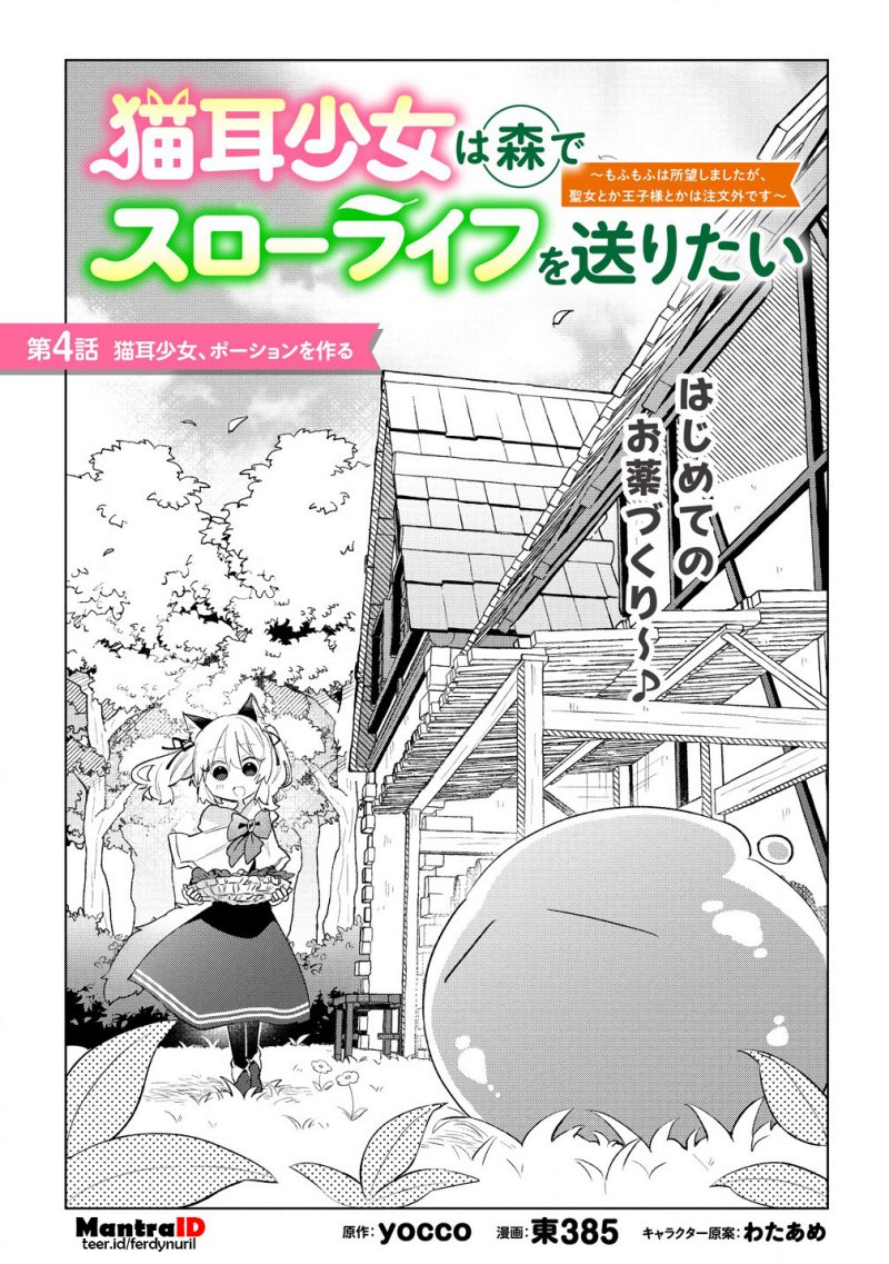 Nekomimi Shoujo wa Mori de Slow Life wo Okuritai: Mofumofu wa Shomou Shimashita ga, Seijo to ka Ouji-sama to ka wa Chuumongai desu Chapter 04.1 Gambar 1