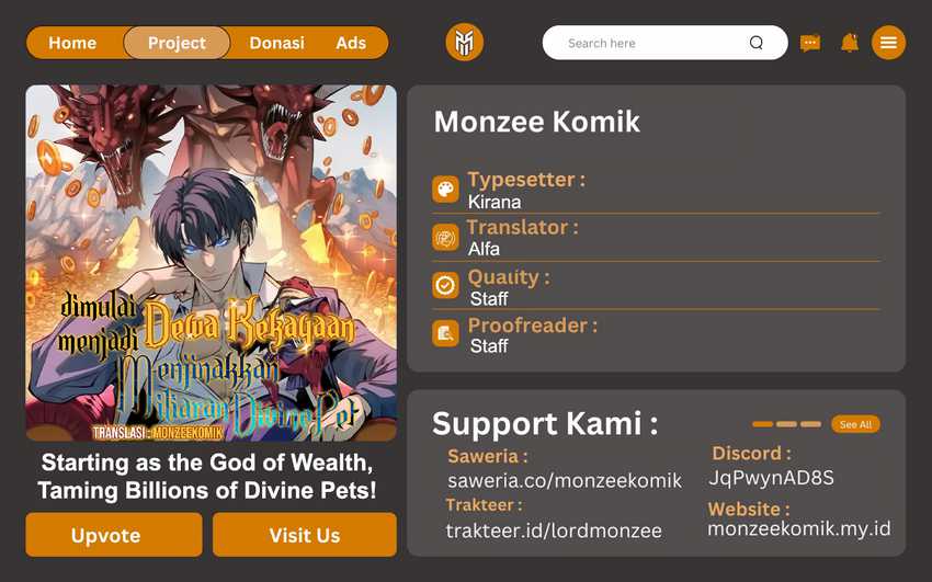Start by changing your job to the God of Wealth and taming billions of divine pets! Chapter 20 Gambar 1