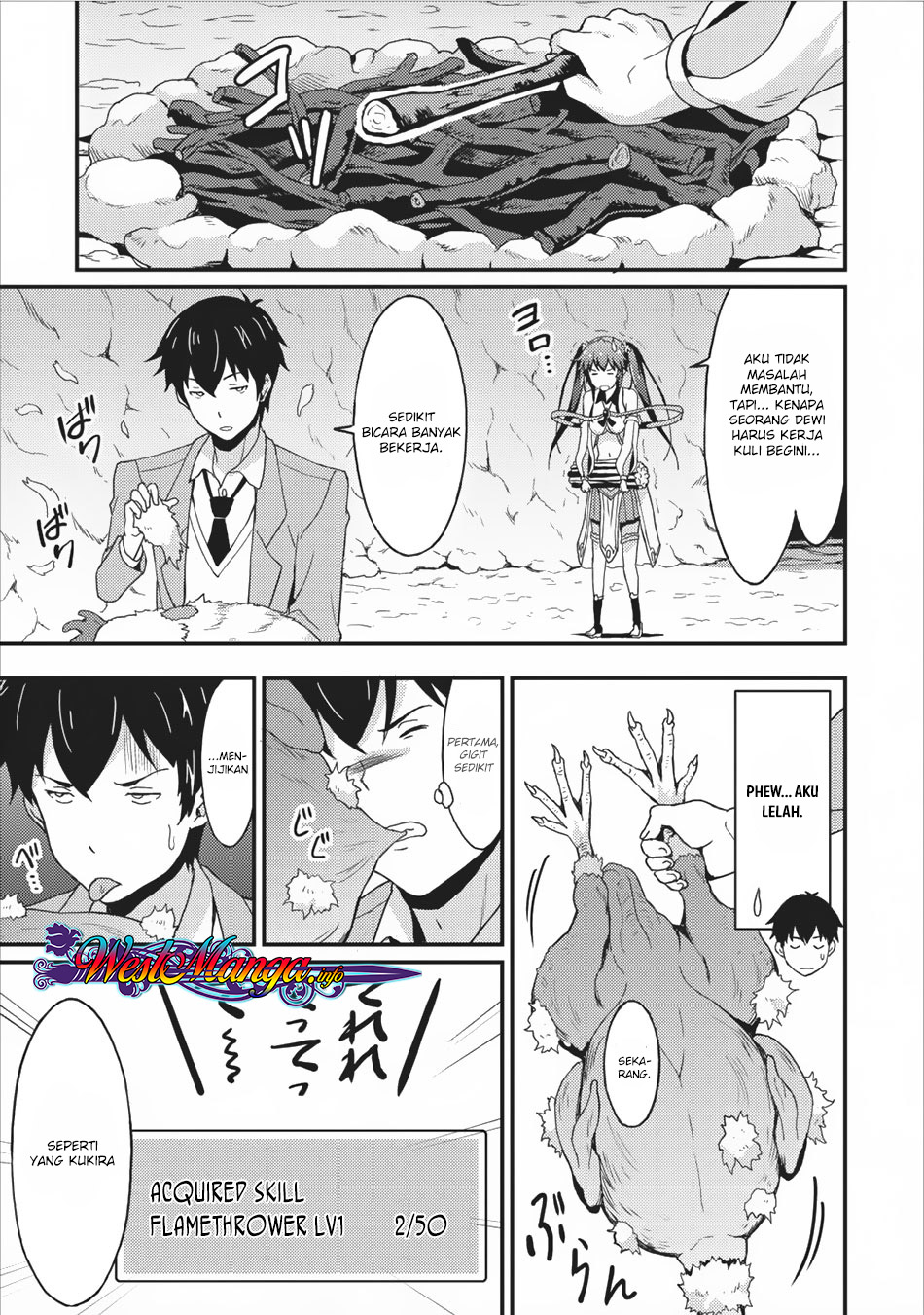 Taberu dake de Level-Up! Damegami to Issho ni Isekai Musou Chapter 02 Gambar 12