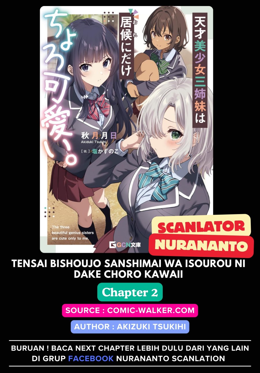 Tensai Bishoujo Sanshimai wa Isourou ni Dake Choro Kawaii Chapter 02 Gambar 1