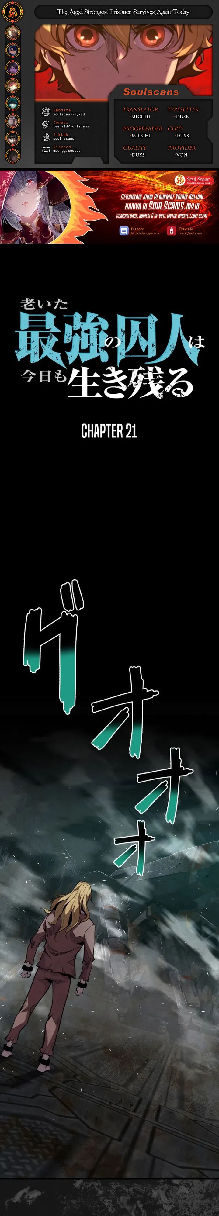 The Aged Strongest Prisoner Survives Again Today Chapter 21 Gambar 1