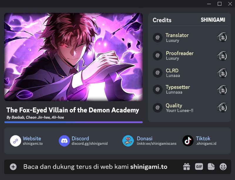 The Fox-Eyed Villain Of The Demon Academy Chapter 38 Gambar 1